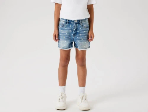 Name It shorts medium blå denim med hjerter